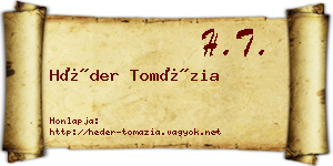 Héder Tomázia névjegykártya